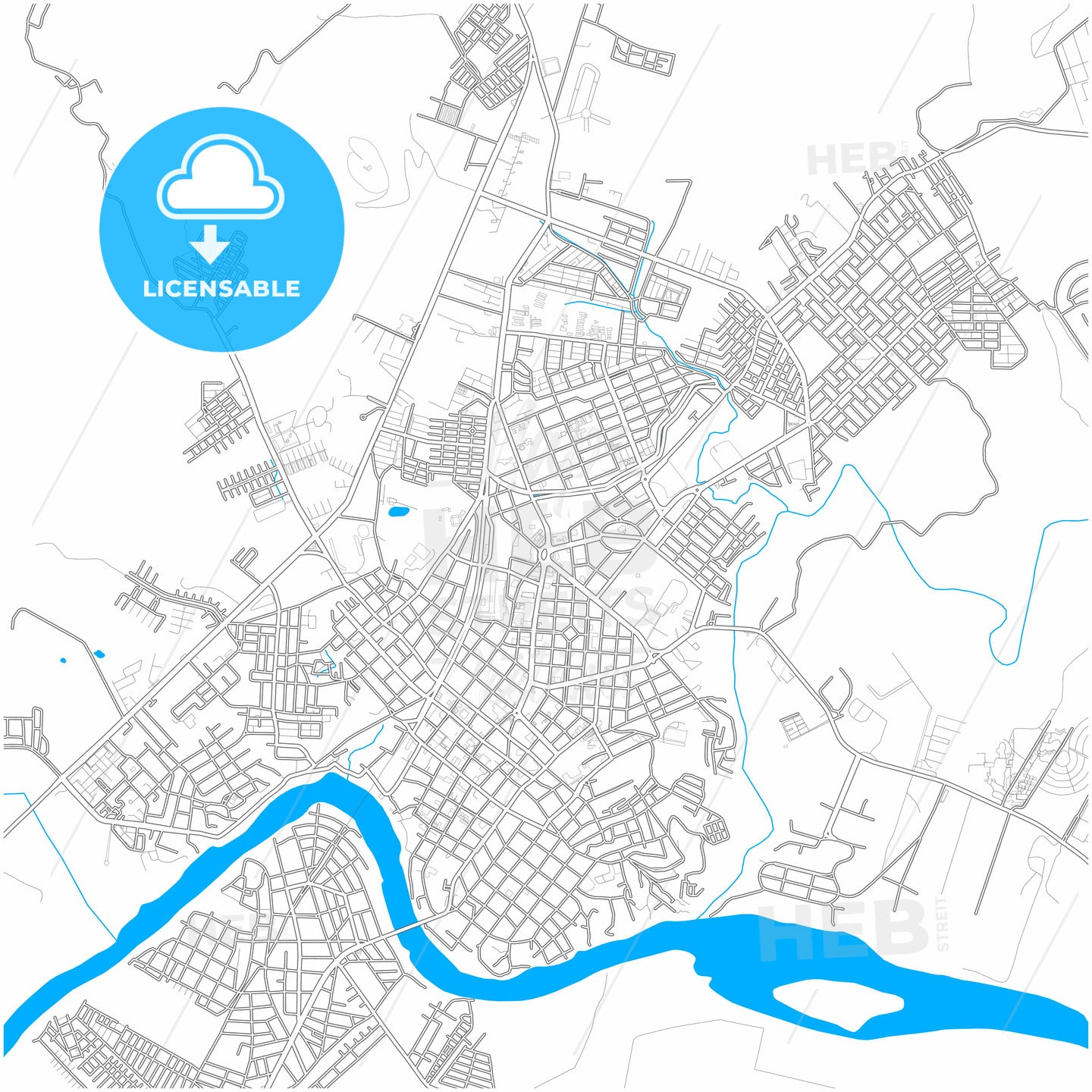 Girardot City, Colombia, city map with high quality roads.