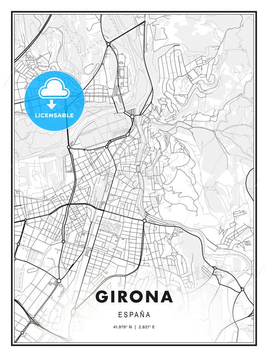 Girona, Spain, Modern Print Template in Various Formats - HEBSTREITS Sketches