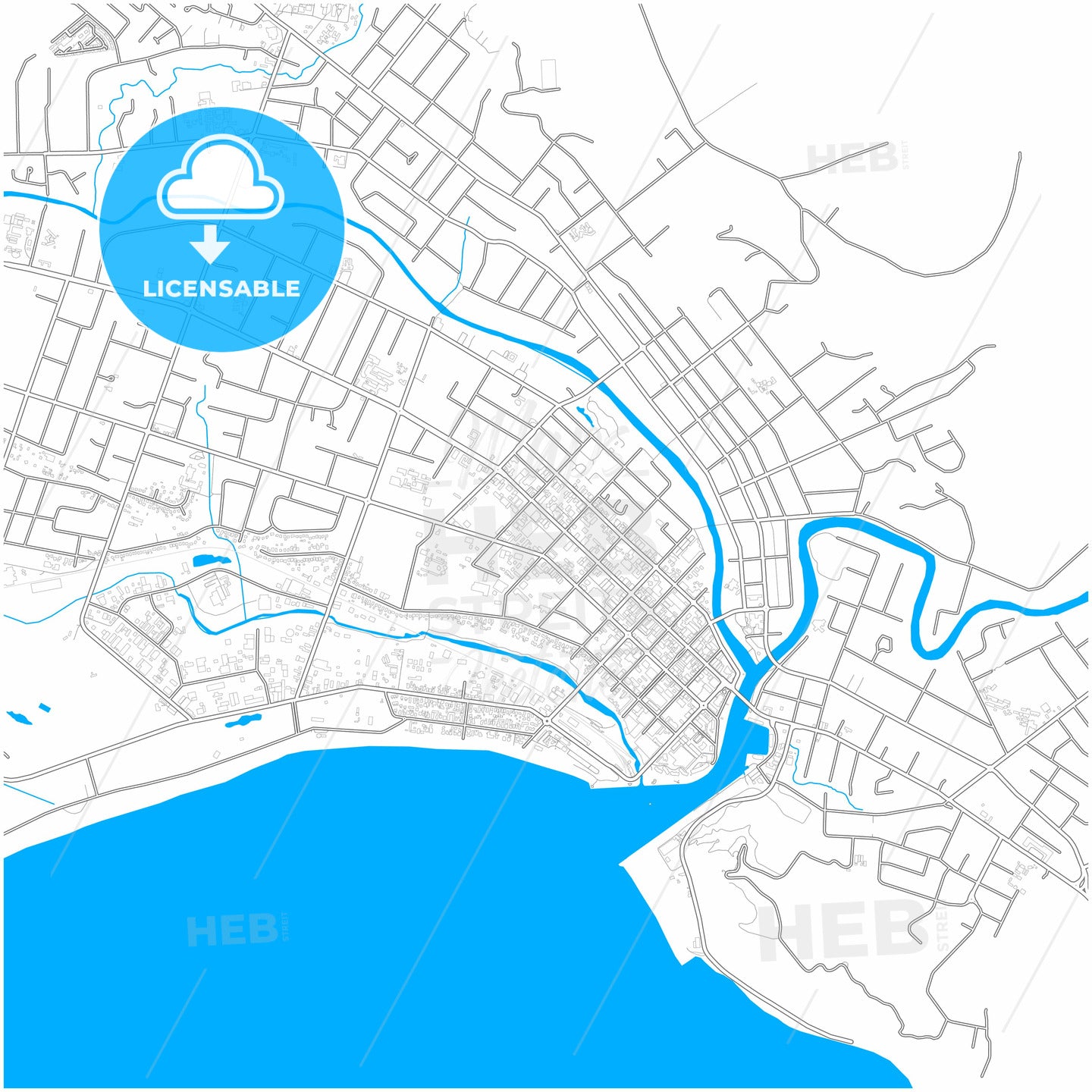 Gisborne, New Zealand, city map with high quality roads.