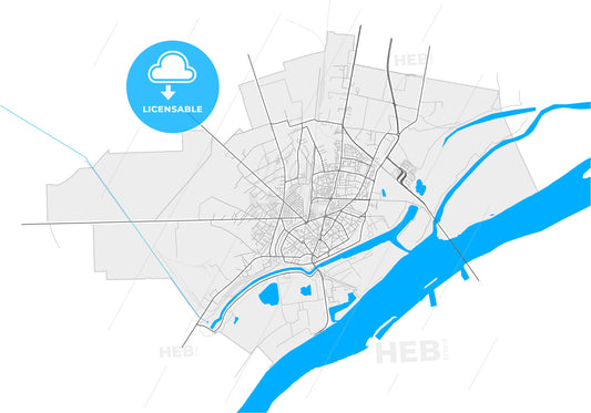 Giurgiu, Giurgiu, Romania, high quality vector map