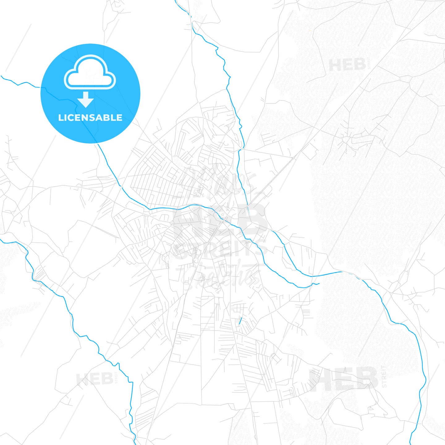 Gjilani / Gnjilane, Kosovo PDF vector map with water in focus