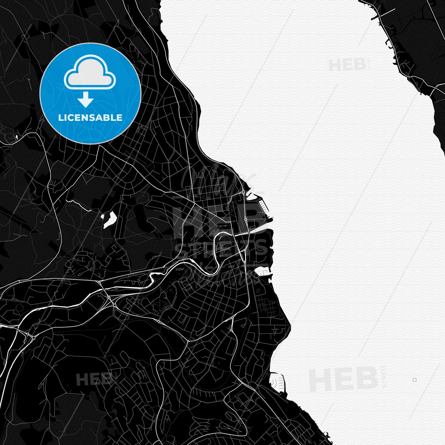 Gjøvik, Norway Pdf Vector Map Black And White – HEBSTREITS