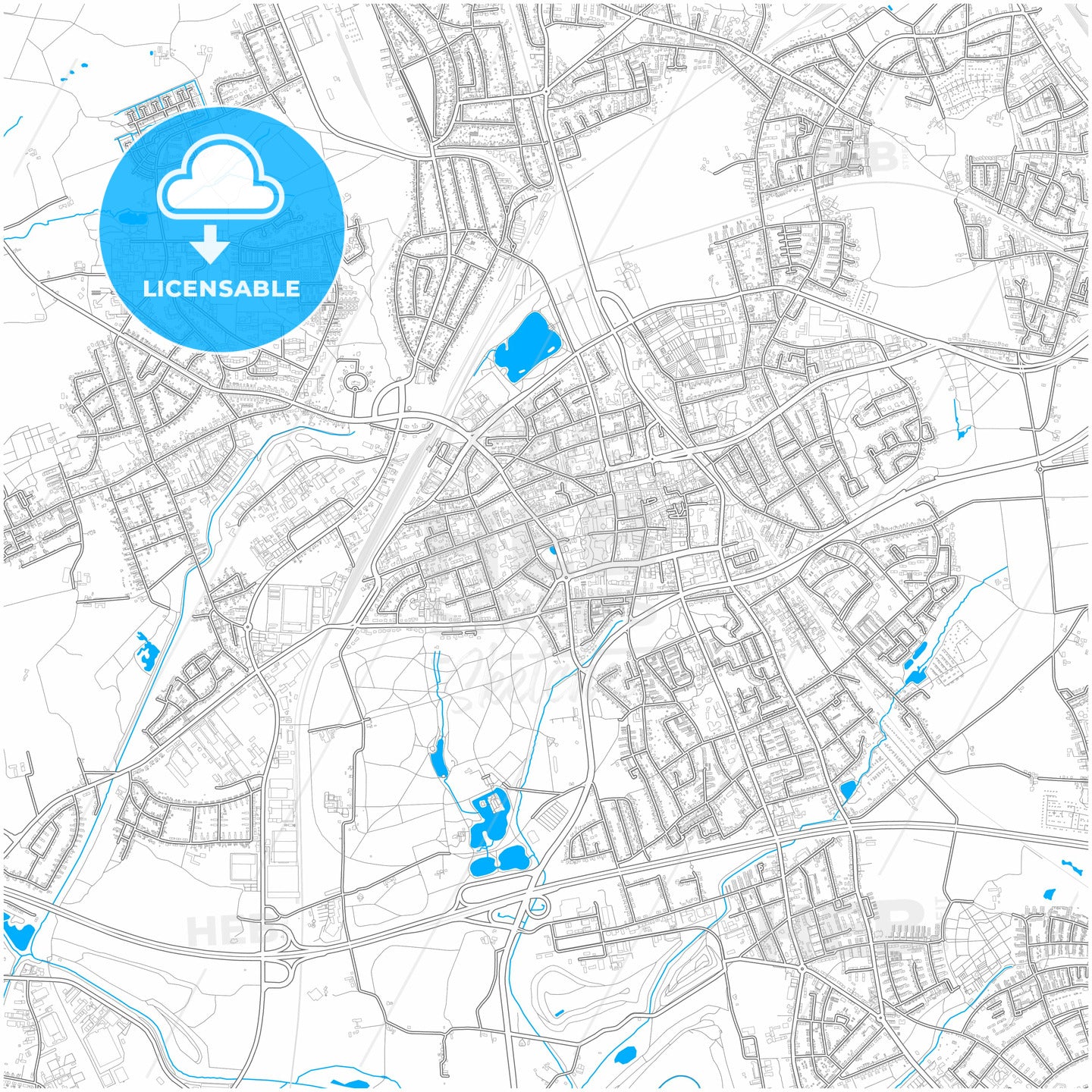 Gladbeck, North Rhine-Westphalia, Germany, city map with high quality roads.