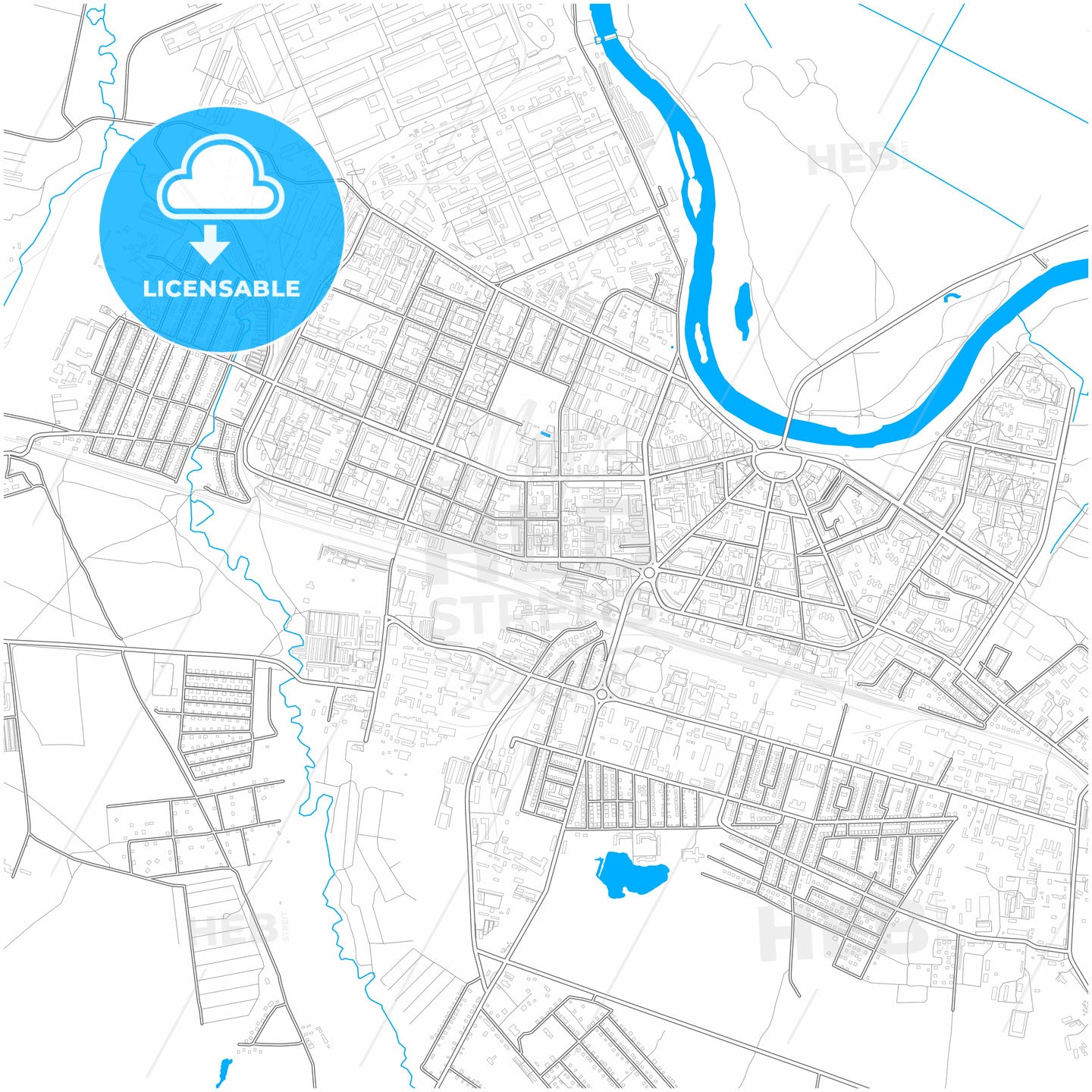 Glazov, Udmurt Republic, Russia, city map with high quality roads.