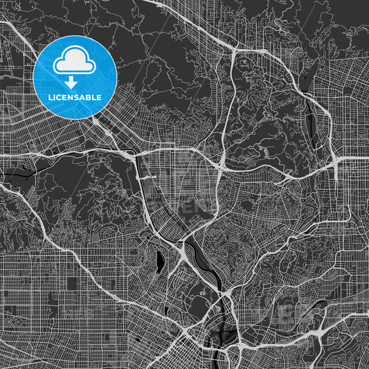 Glendale, California - Area Map - Dark