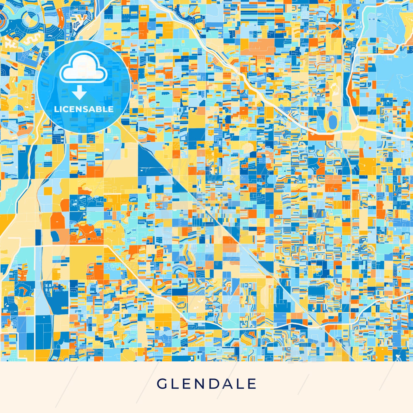 Glendale colorful map poster template