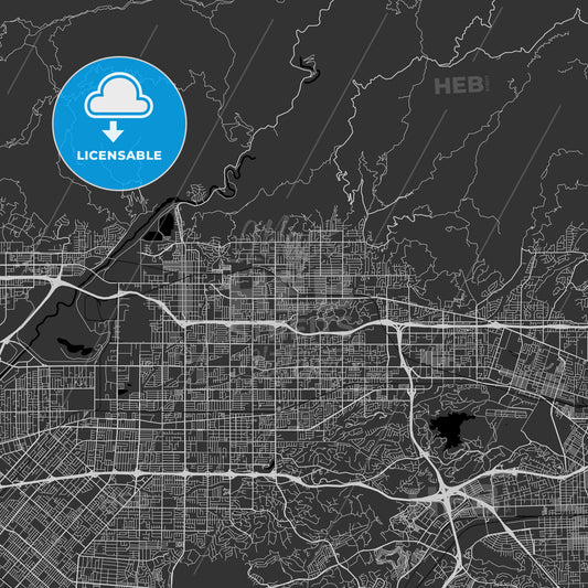 Glendora, California - Area Map - Dark