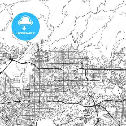 Glendora, California - Area Map - Light