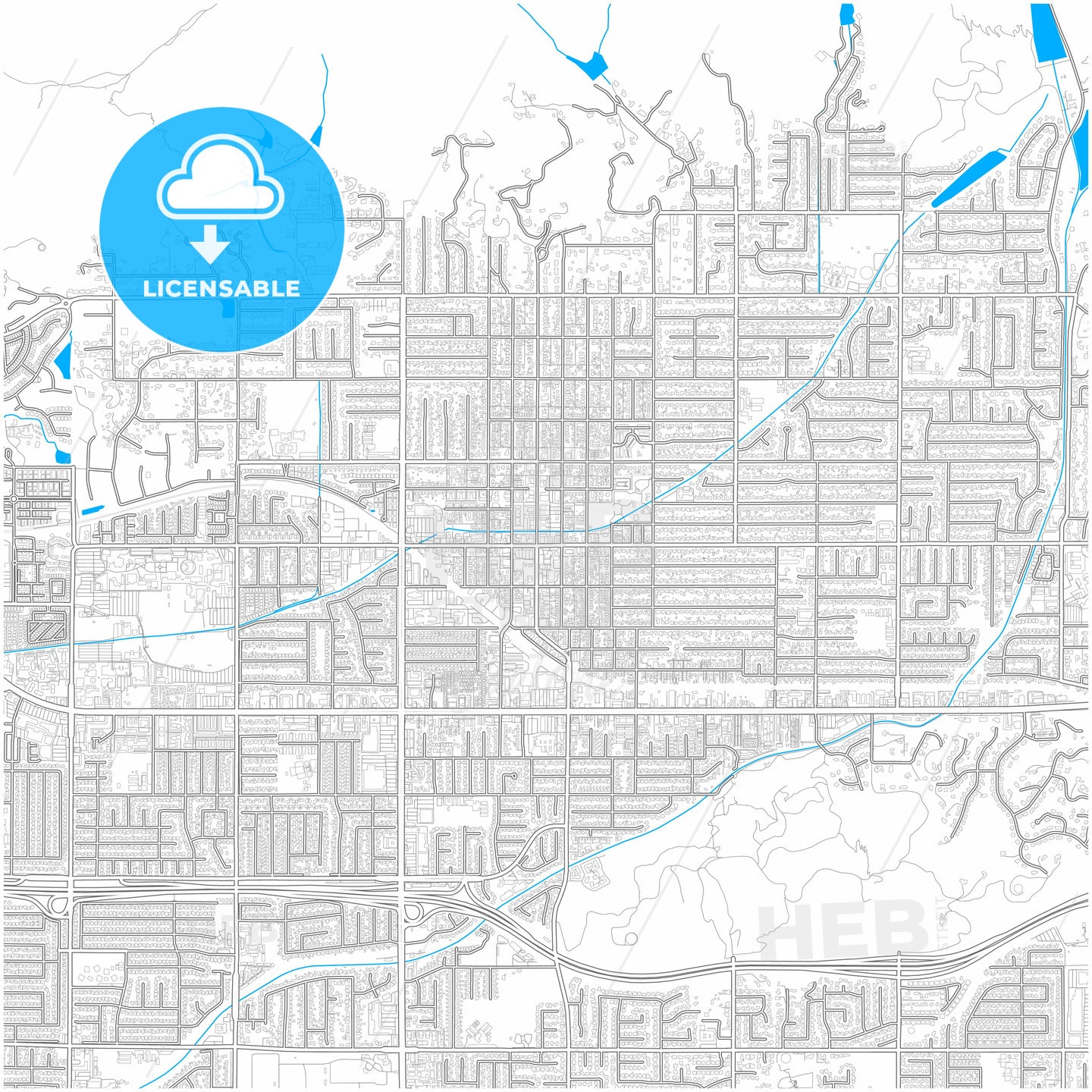 Glendora, California, United States, city map with high quality roads.