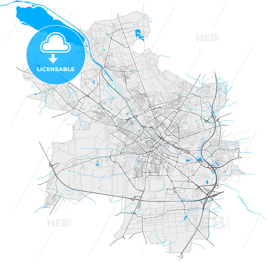 Gliwice, Silesian, Poland, high quality vector map