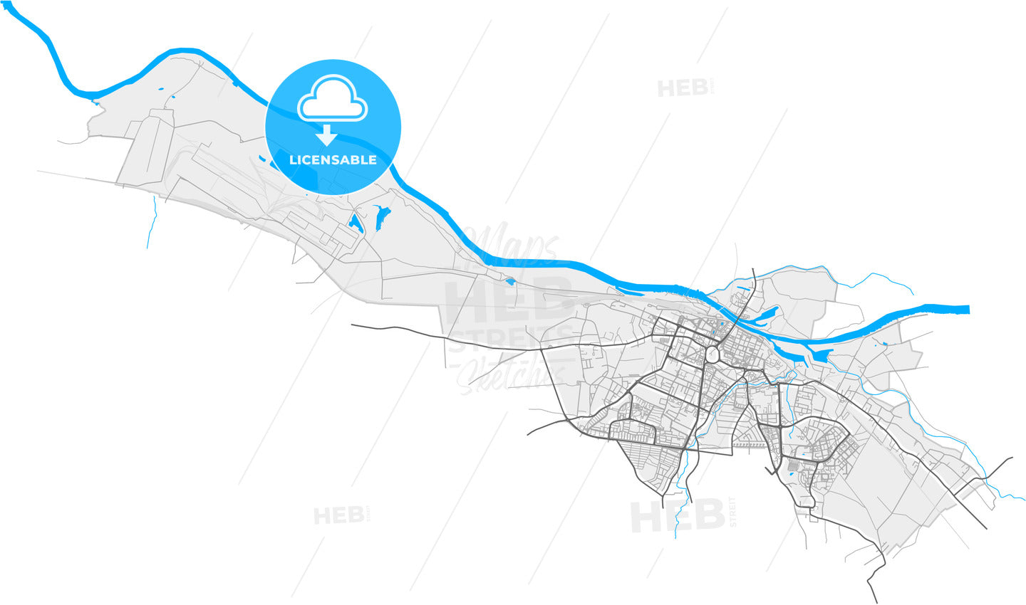 Głogów, Lower Silesian, Poland, high quality vector map