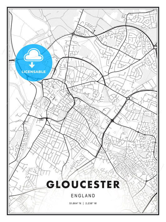 Gloucester, England, Modern Print Template in Various Formats - HEBSTREITS Sketches