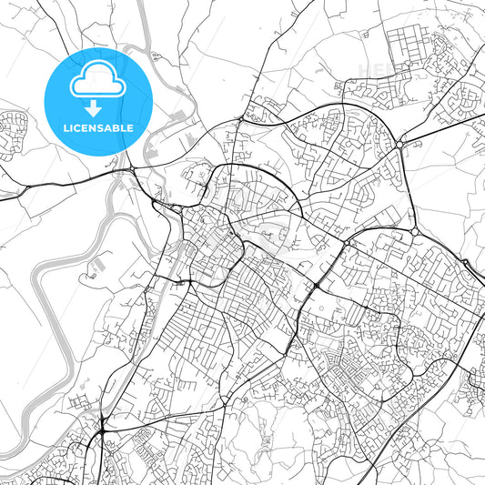 Gloucester, England, UK, Vector Map - Light