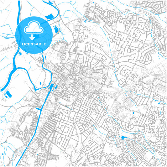 Gloucester, South West England, England, city map with high quality roads.