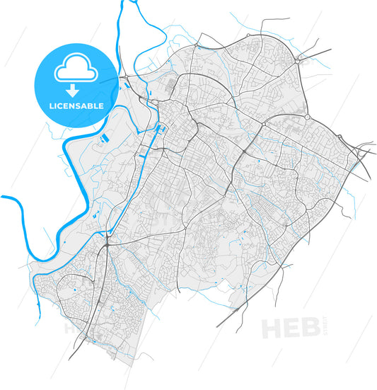 Gloucester, South West England, England, high quality vector map