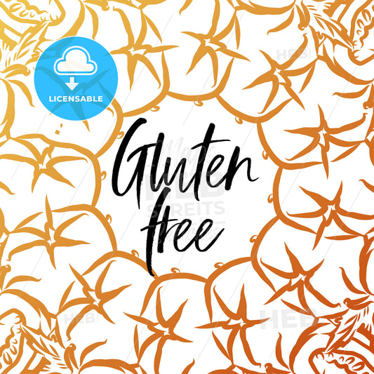 Gluten free lettering on outlined Tomatoes banner template – instant download