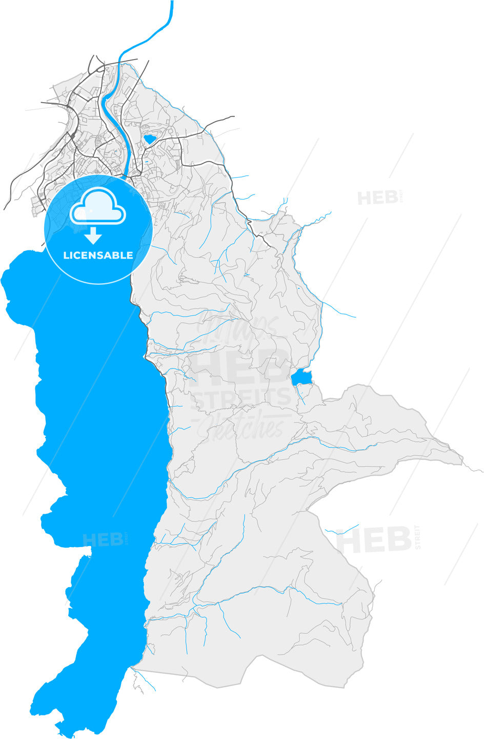 Gmunden, Upper Austria, Austria, high quality vector map