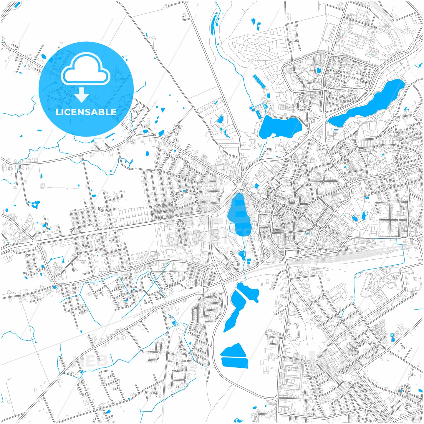 Gniezno, Greater Poland, Poland, city map with high quality roads.