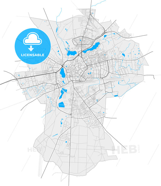 Gniezno, Greater Poland, Poland, high quality vector map