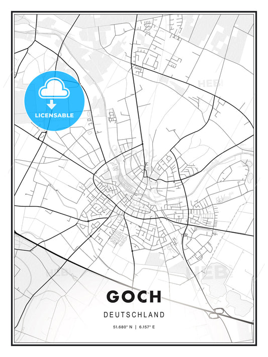 Goch, Germany, Modern Print Template in Various Formats - HEBSTREITS Sketches