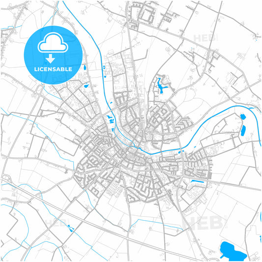 Goch, North Rhine-Westphalia, Germany, city map with high quality roads.