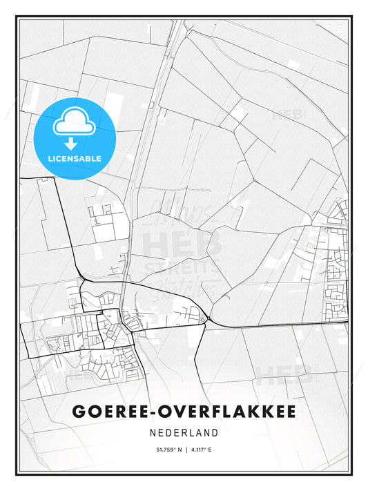 Goeree-Overflakkee, Netherlands, Modern Print Template in Various Formats - HEBSTREITS Sketches