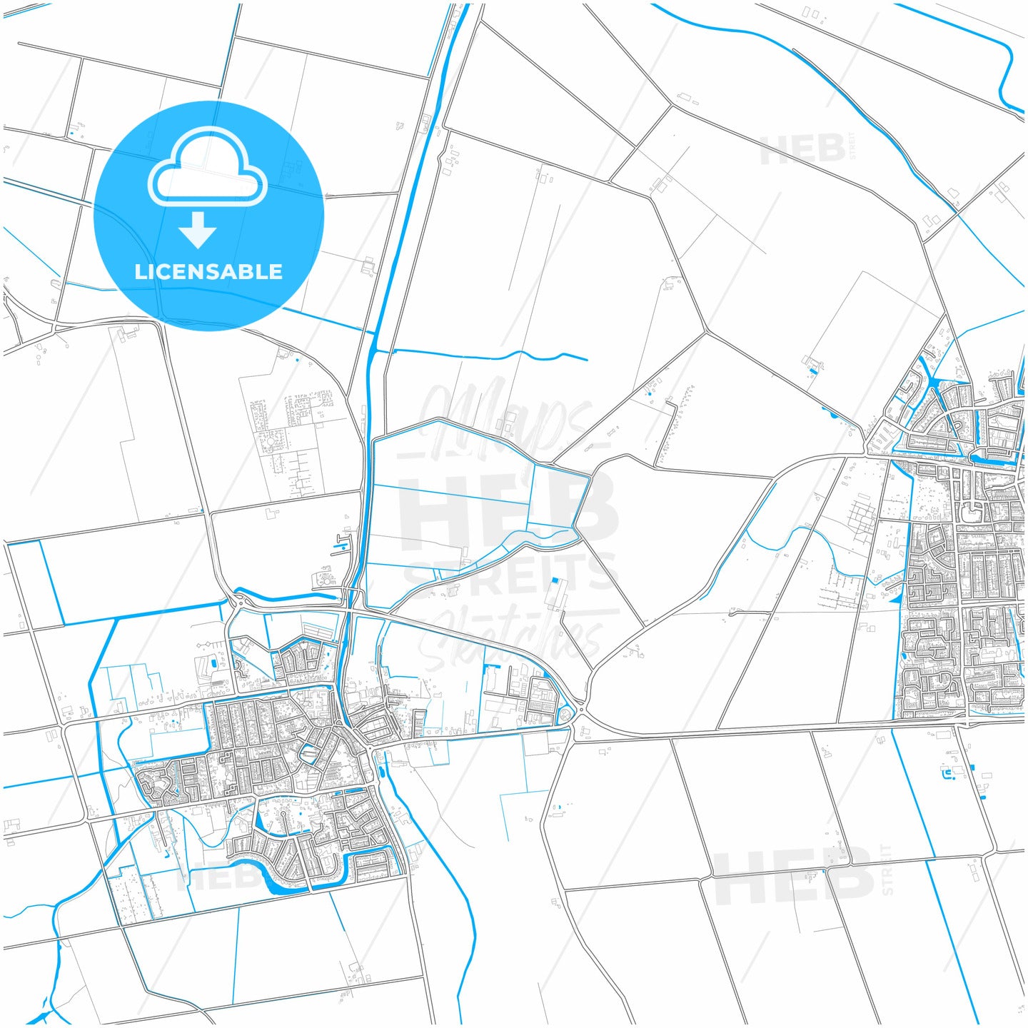 Goeree-Overflakkee, South Holland, Netherlands, city map with high quality roads.