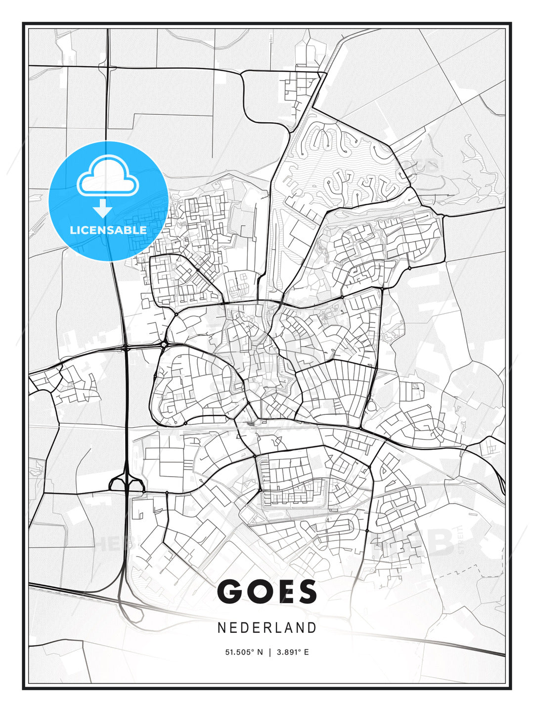 Goes, Netherlands, Modern Print Template in Various Formats - HEBSTREITS Sketches