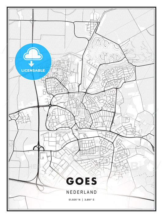 Goes, Netherlands, Modern Print Template in Various Formats - HEBSTREITS Sketches