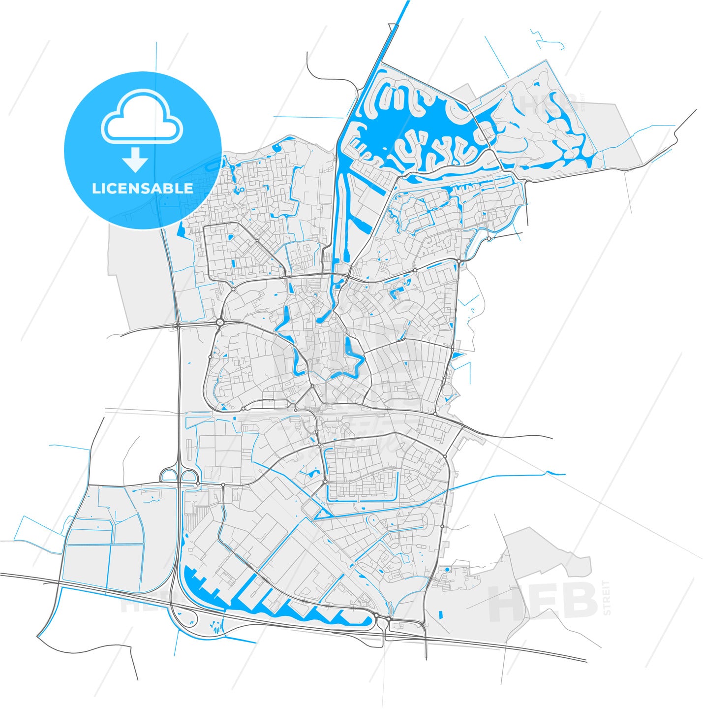 Goes, Zeeland, Netherlands, high quality vector map