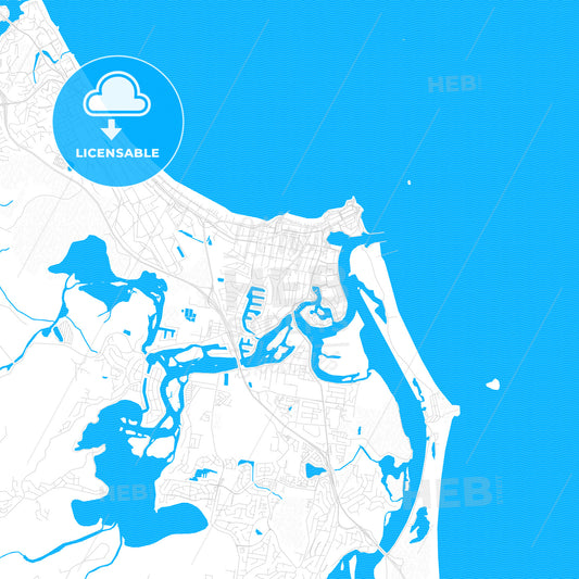 Gold Coast–Tweed Heads, Australia PDF vector map with water in focus