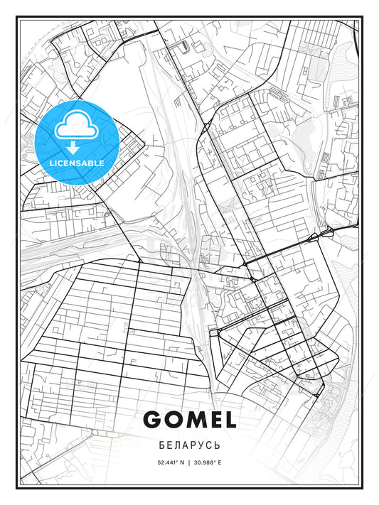 Gomel, Belarus, Modern Print Template in Various Formats - HEBSTREITS Sketches