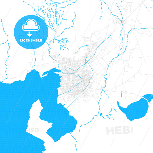 Gonaïves, Haiti PDF vector map with water in focus