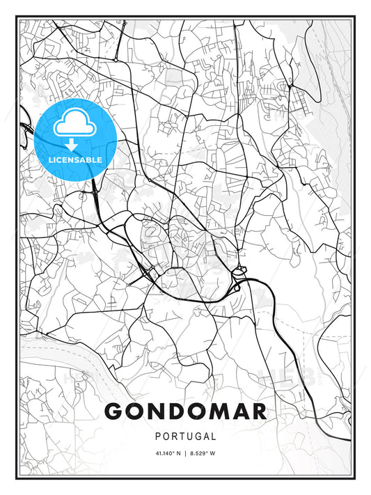 Gondomar, Portugal, Modern Print Template in Various Formats - HEBSTREITS Sketches