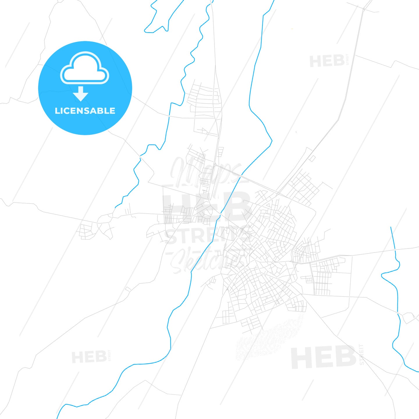 Gönen, Turkey PDF vector map with water in focus