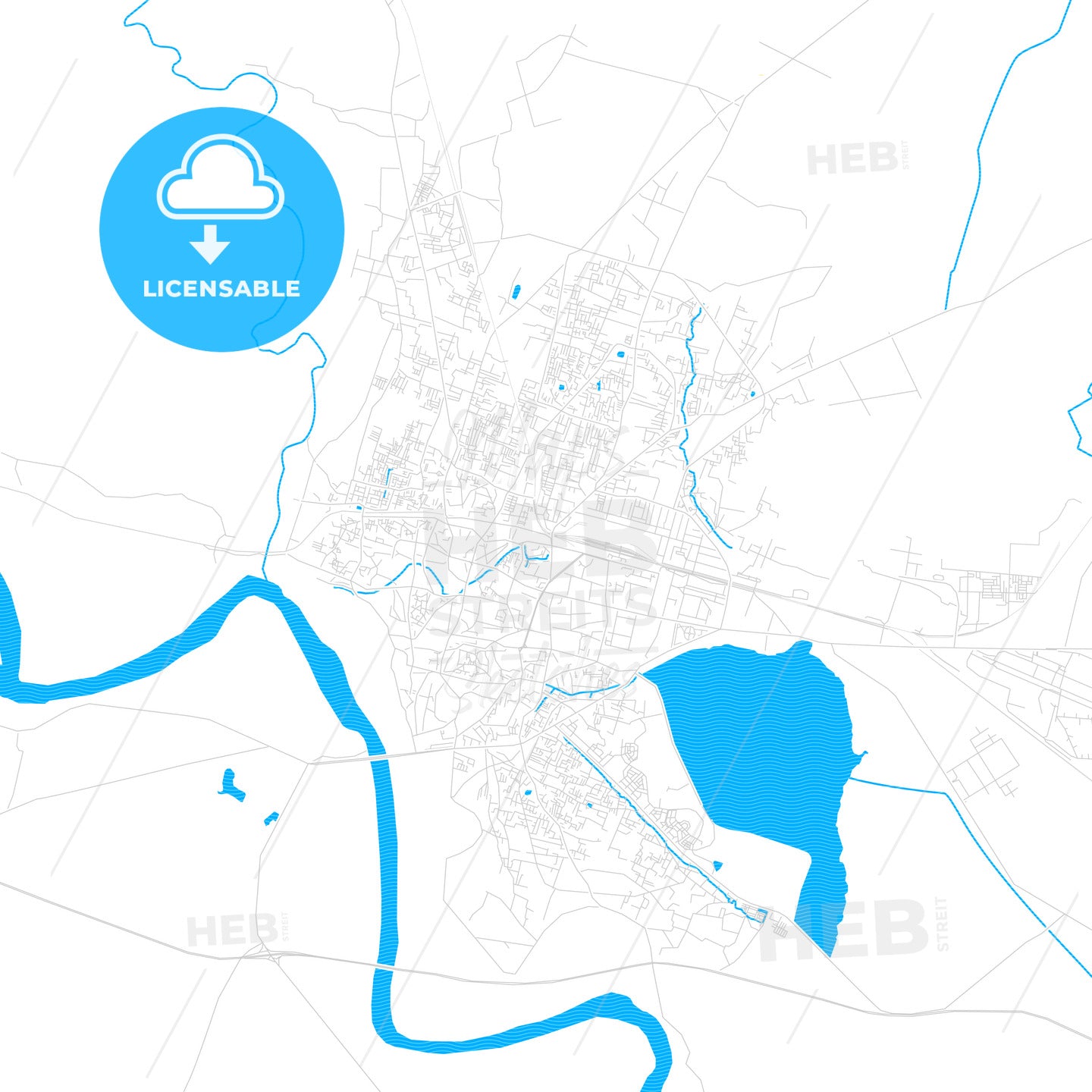Gorakhpur, India PDF vector map with water in focus