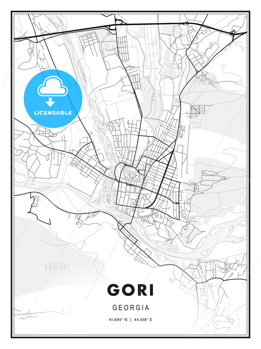 Gori, Georgia, Modern Print Template in Various Formats - HEBSTREITS Sketches