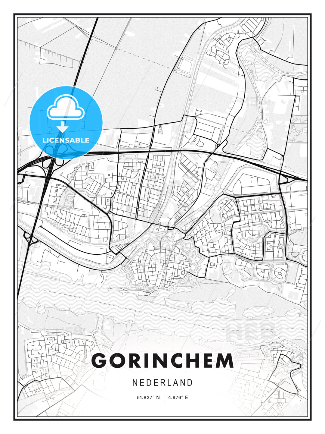 Gorinchem, Netherlands, Modern Print Template in Various Formats - HEBSTREITS Sketches