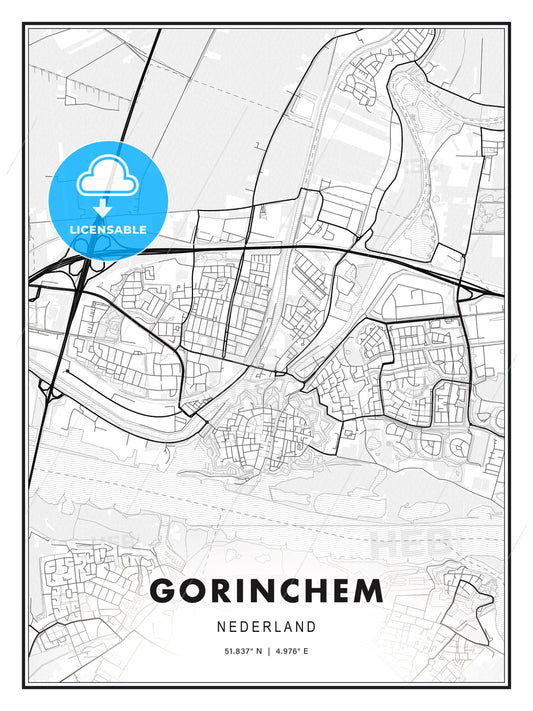 Gorinchem, Netherlands, Modern Print Template in Various Formats - HEBSTREITS Sketches