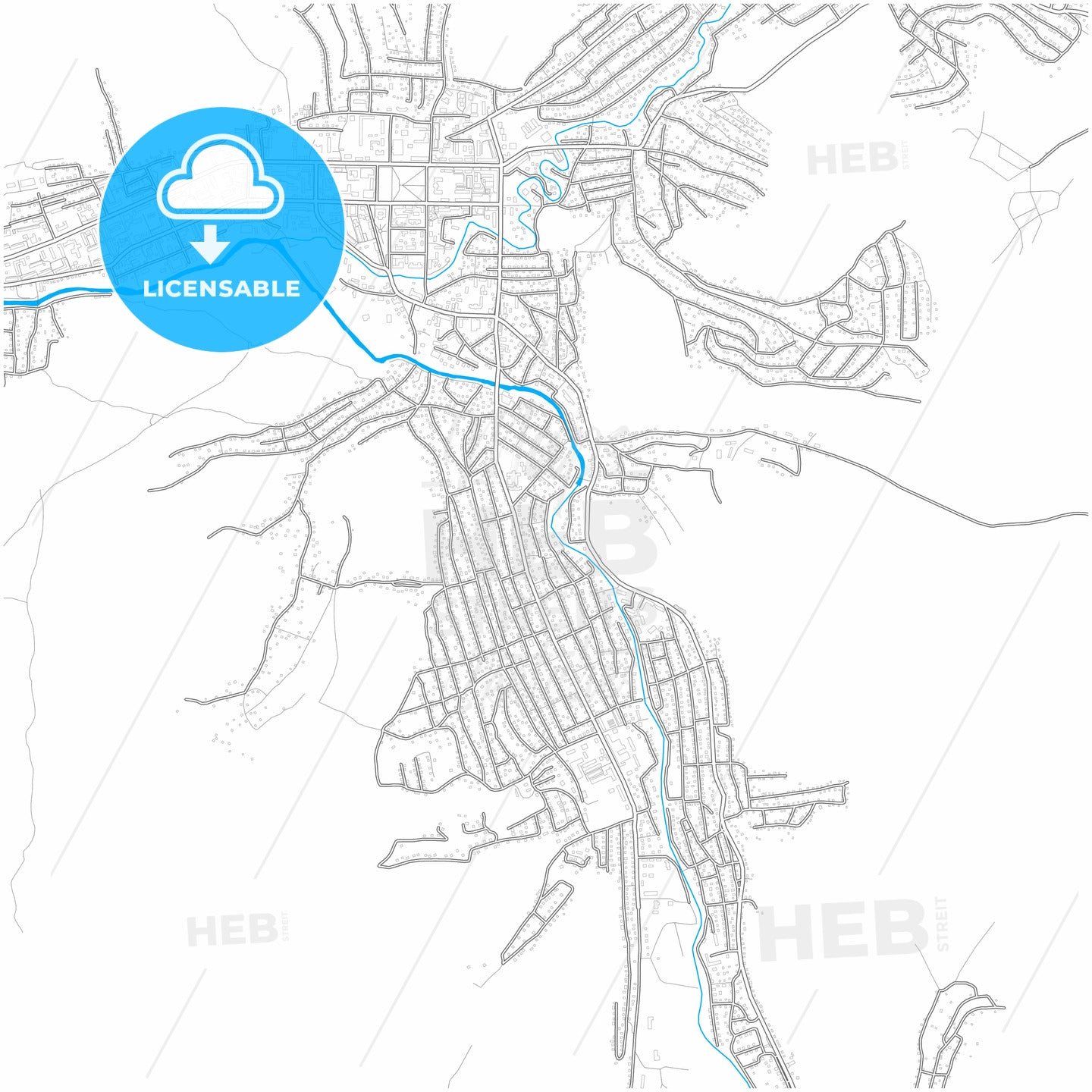 Gorno-Altaysk, Altai Republic, Russia, city map with high quality roads.