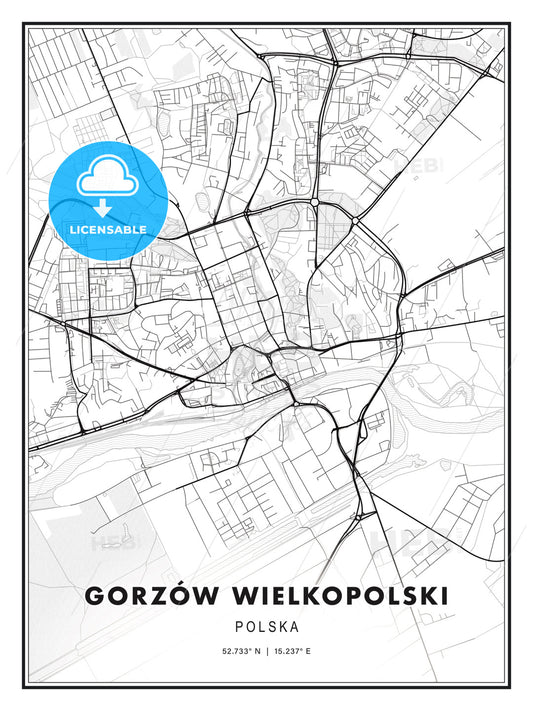Gorzów Wielkopolski, Poland, Modern Print Template in Various Formats - HEBSTREITS Sketches
