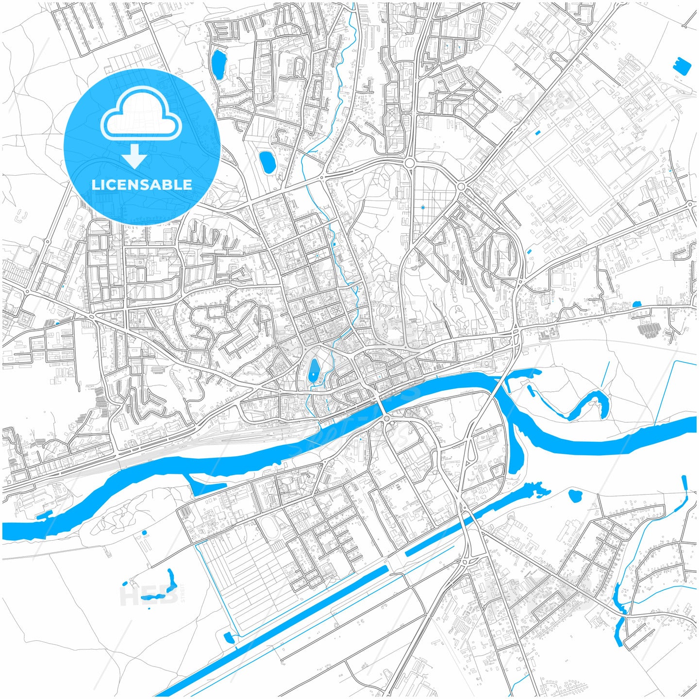 Gorzów Wielkopolski, Lubusz, Poland, city map with high quality roads.