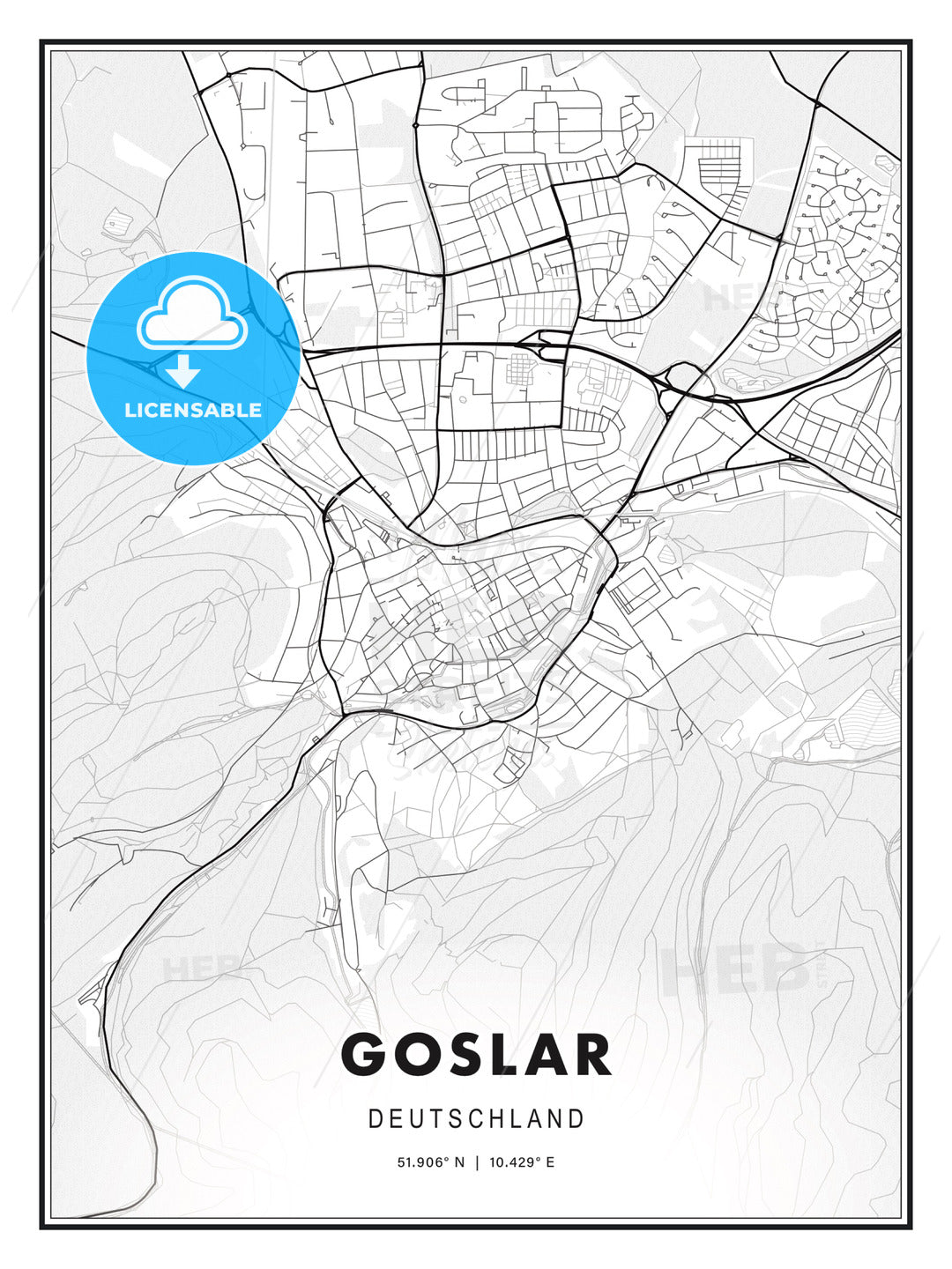 Goslar, Germany, Modern Print Template in Various Formats - HEBSTREITS Sketches