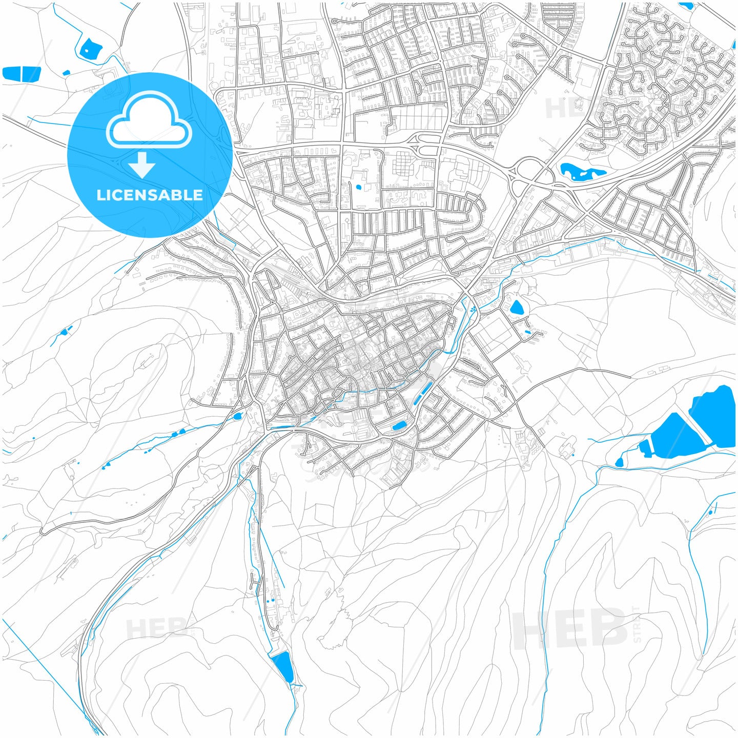 Goslar, Lower Saxony, Germany, city map with high quality roads.