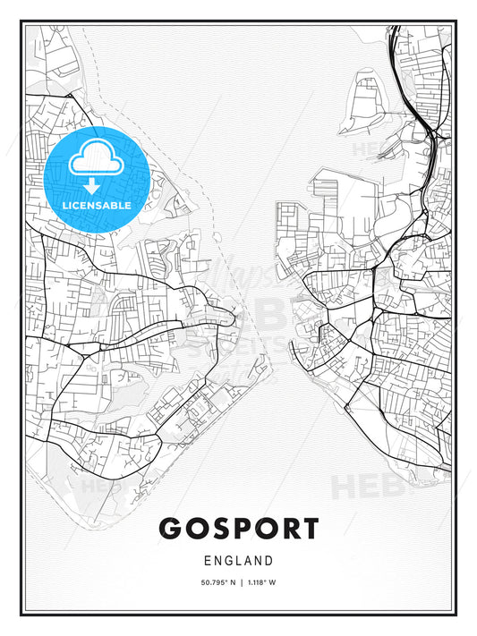 Gosport, England, Modern Print Template in Various Formats - HEBSTREITS Sketches