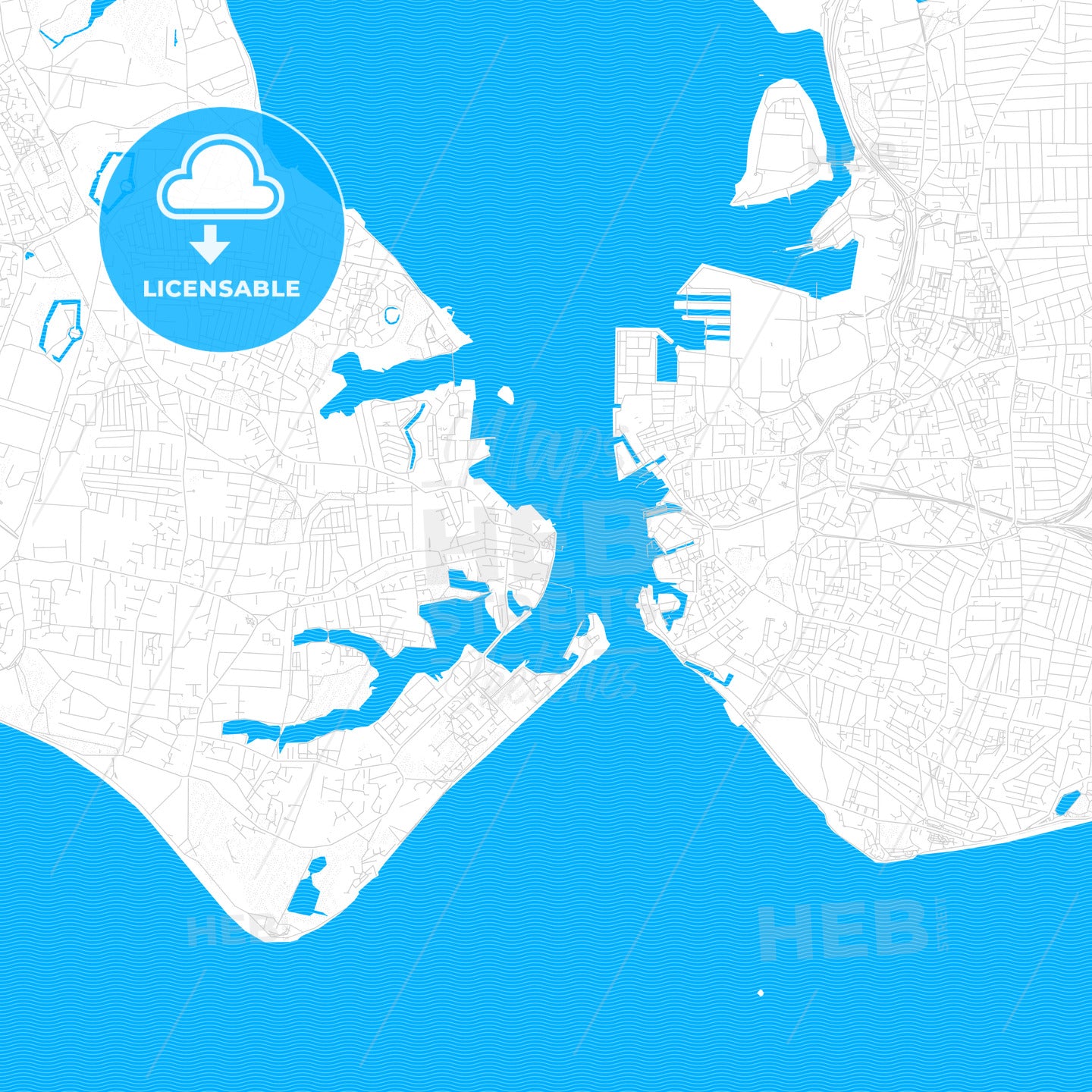 Gosport, England PDF vector map with water in focus