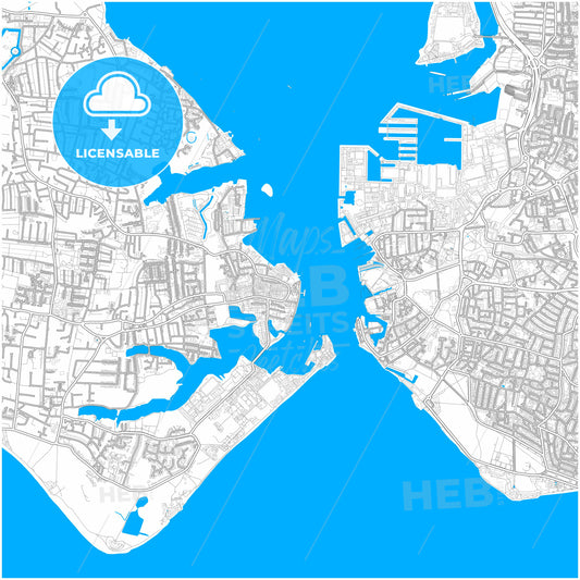 Gosport, South East England, England, city map with high quality roads.