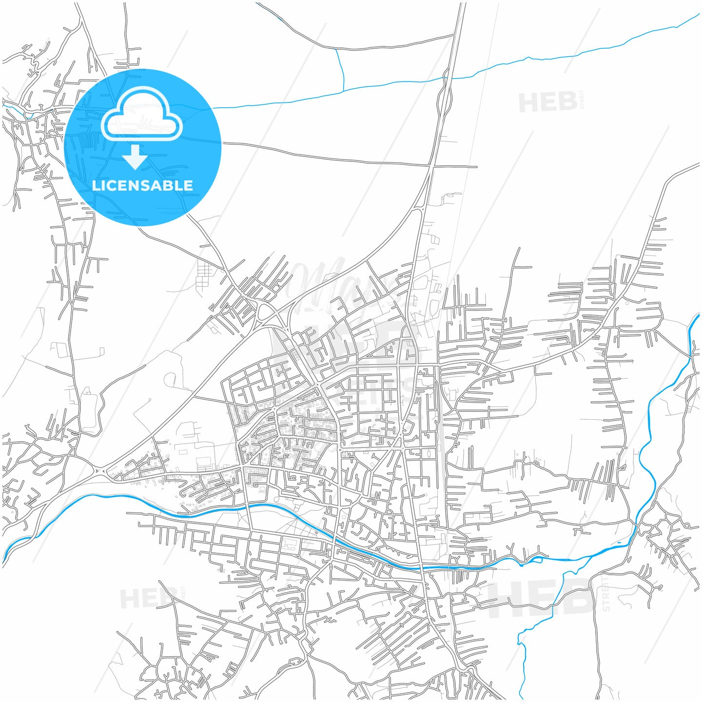 Gostivar, North Macedonia, city map with high quality roads.