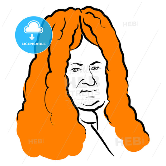 Gottfried Wilhelm Leibniz Vector Drawing With Surface For Hair