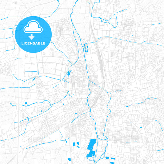 Gottingen, Germany PDF vector map with water in focus
